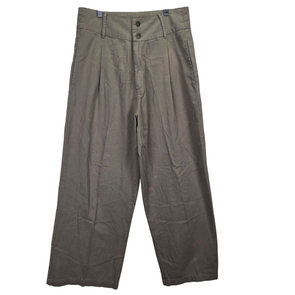 Billabong Now or Never Cropped Wide Leg Pants Womens 31 High Rise Green Grunge